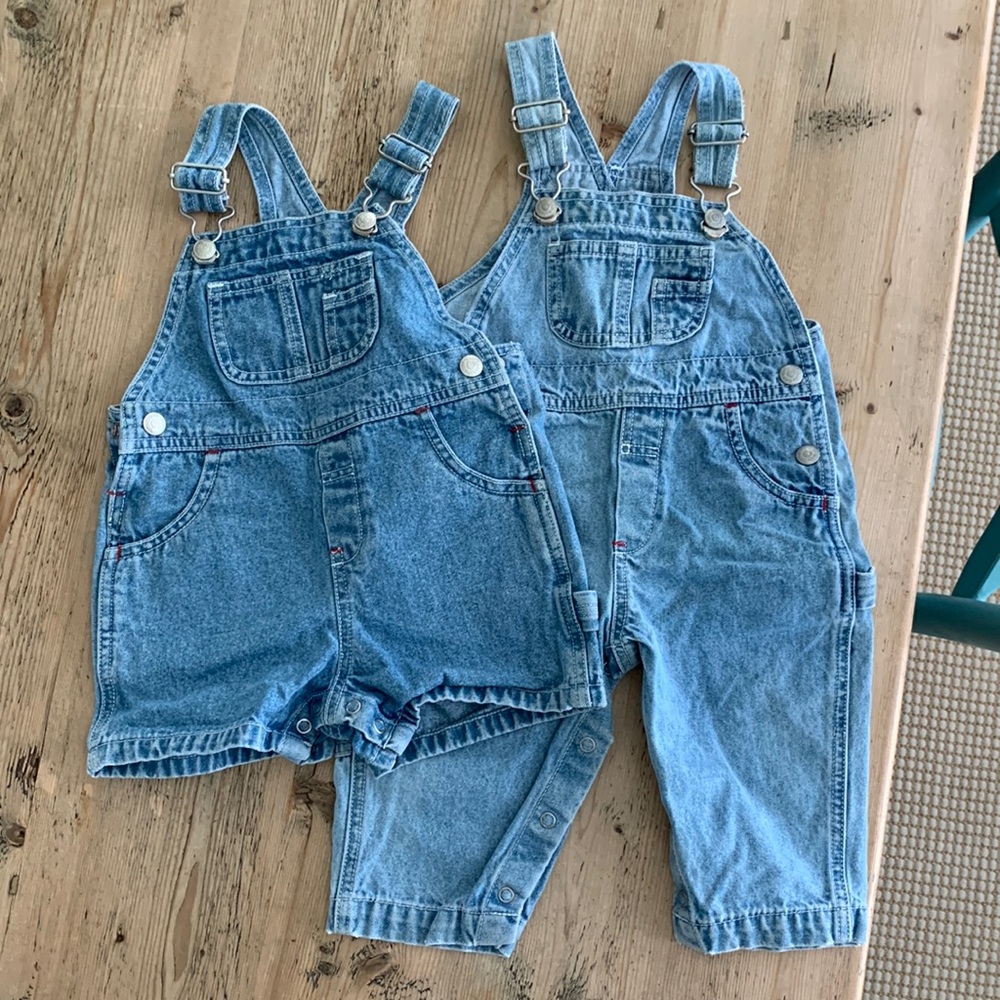 Vintage Baby Gap overalls ~ long pants and shorts. Both are 6-12 mos.